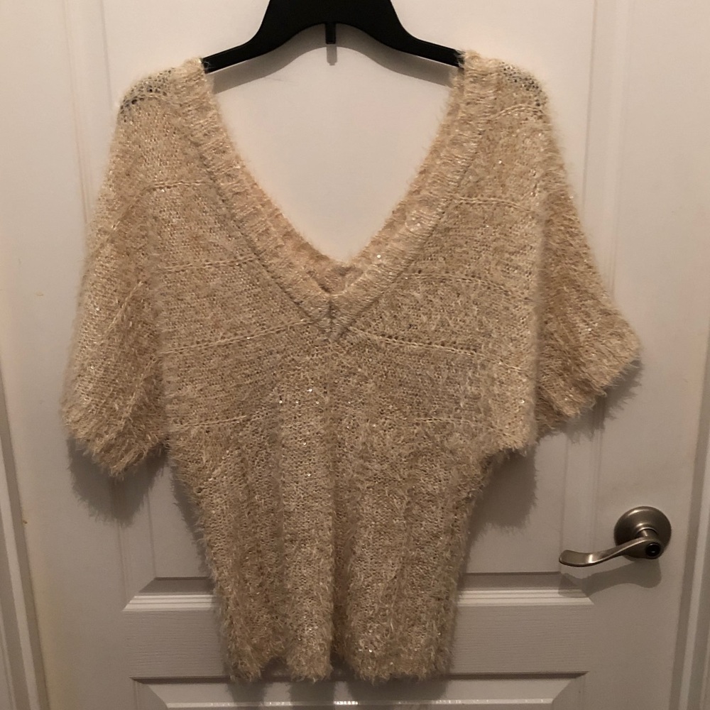 Elegant Cream Women's Sweater with small sequins